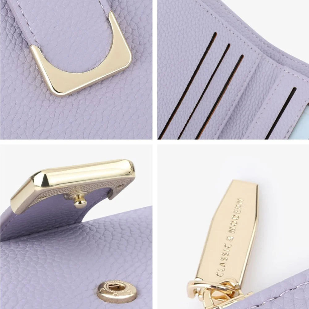 TAILIAN T2602-324 Litchi Texture PU Leather Women Short Wallet Cards Cash Holder with Zipper Pocket - Purple - 6