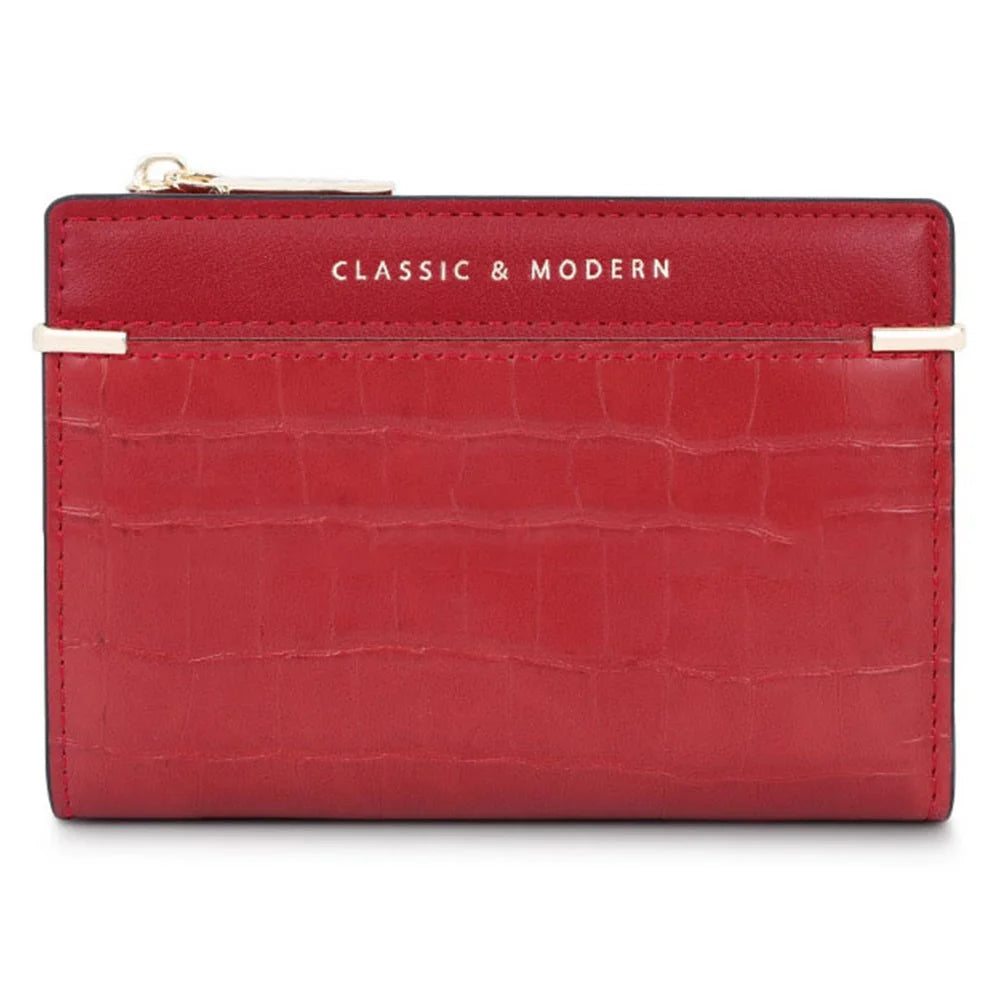 TAILIAN T2602-279 Crocodile Texture PU Leather Women Bi-fold Short Wallet Cards Cash Holder Bag - Red - 1