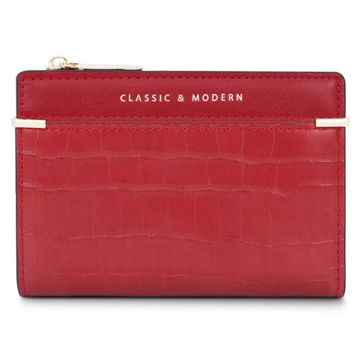 TAILIAN T2602-279 Crocodile Texture PU Leather Women Bi-fold Short Wallet Cards Cash Holder Bag - Red - 1