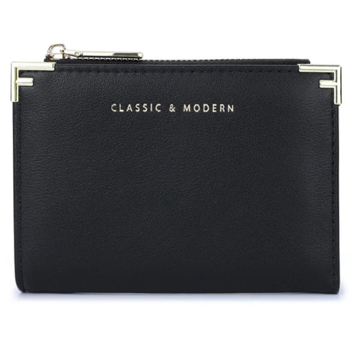 TAILIAN T2602-224 Women Bi-fold Short Wallet Ultra Slim PU Leather Cards Cash Holder Bag - Black - 1