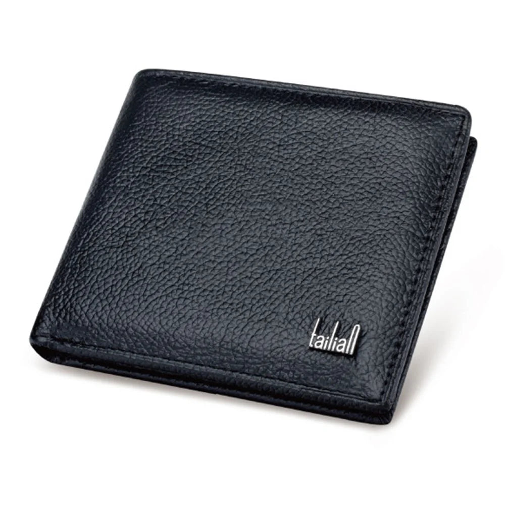 TAILIAN T123-H33-BE Business Men Multiple Card Slots Cowhide Leather Short Wallet - Black - 4