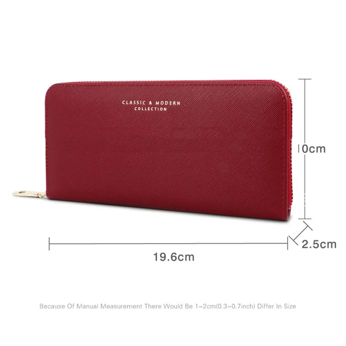 TAILIAN T9612-042 Cross Texture PU Leather Cellphone Clutch Women Zipper Long Wallet - Red - 7