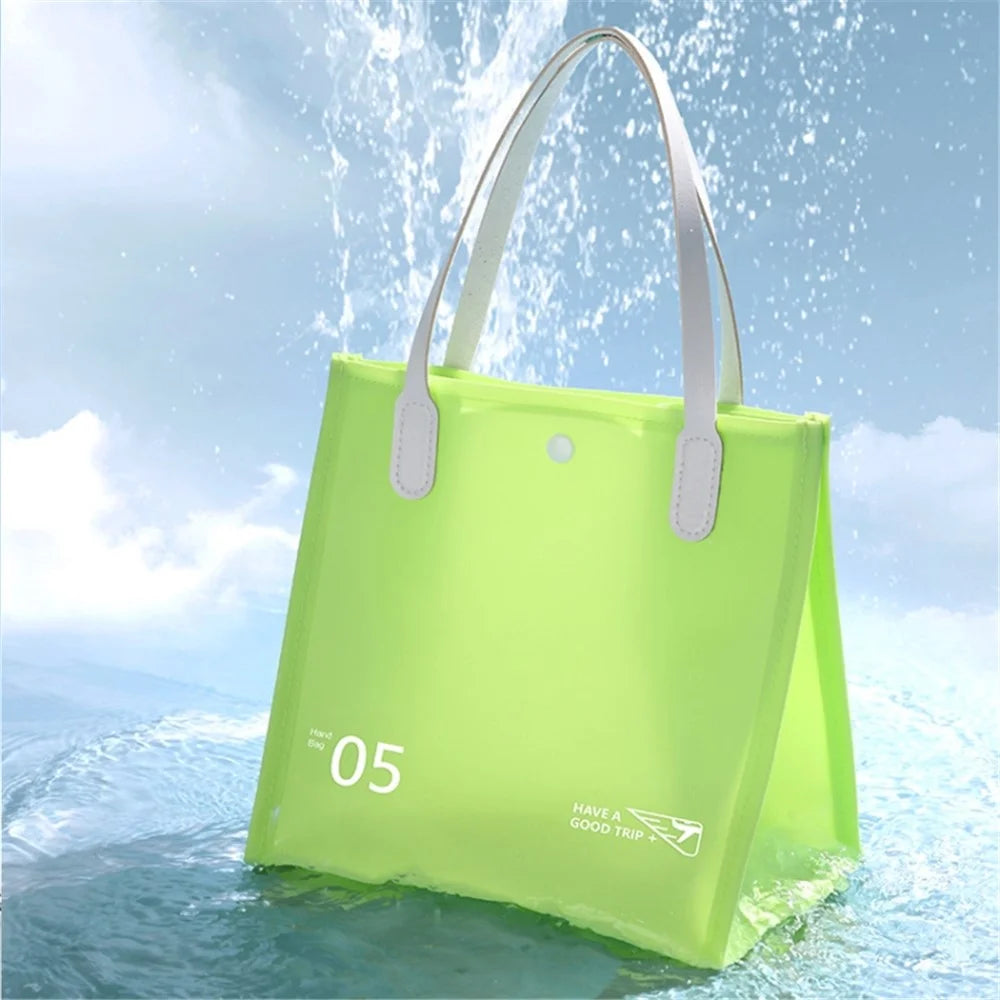 RH2313 Waterproof PVC Travel Cosmetic Toiletries Organizer Bag Pouch Makeup Storage Handbag - White - 2