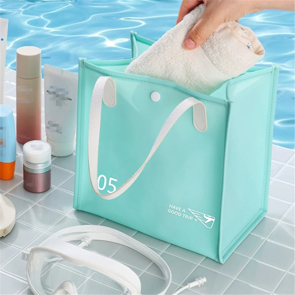 RH2313 Waterproof PVC Travel Cosmetic Toiletries Organizer Bag Pouch Makeup Storage Handbag - White - 4