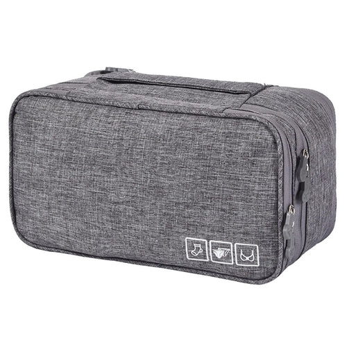 300D Cationic Fabric Travel Bra Underwear Storage Pouch Socks Cosmetics Clothes Storage Pouch for Men Women - Grey - 1