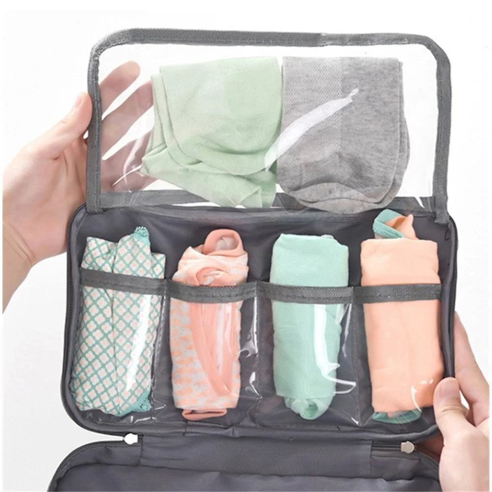 300D Cationic Fabric Travel Bra Underwear Storage Pouch Socks Cosmetics Clothes Storage Pouch for Men Women - Grey - 6