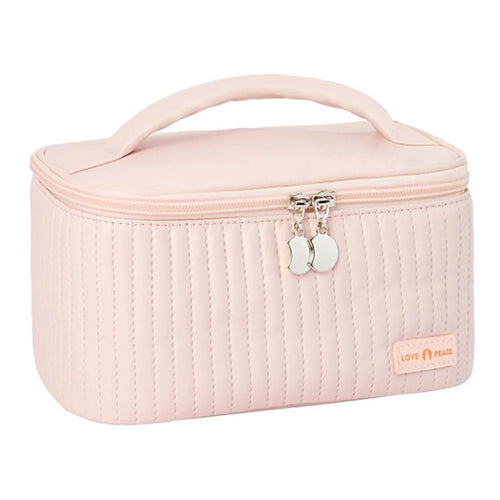 Wide Opening Cosmetic Brush Lotion Liquid Storage Pouch Portable PU Leather Makeup Organization Bag Travel Toiletry Storage Pouch - Pink - 1