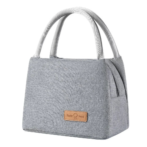 Outdoor Picnic Lunch Bag Oxford Cloth Handbag Thermal Insulated Lunch Box Tote Storage Pouch, Size: L - Grey - 1