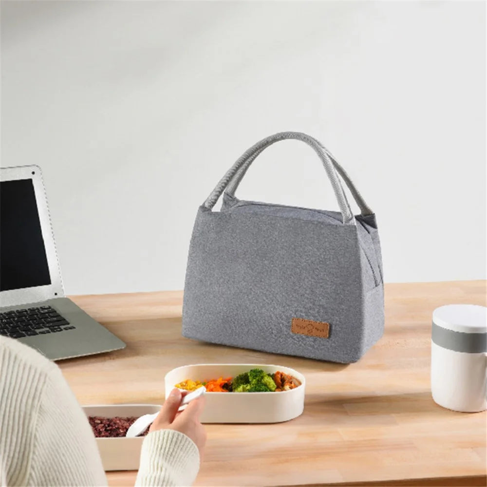 Outdoor Picnic Lunch Bag Oxford Cloth Handbag Thermal Insulated Lunch Box Tote Storage Pouch, Size: L - Grey - 2