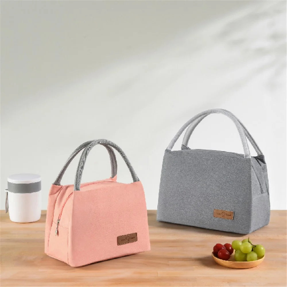 Outdoor Picnic Lunch Bag Oxford Cloth Handbag Thermal Insulated Lunch Box Tote Storage Pouch, Size: L - Grey - 4