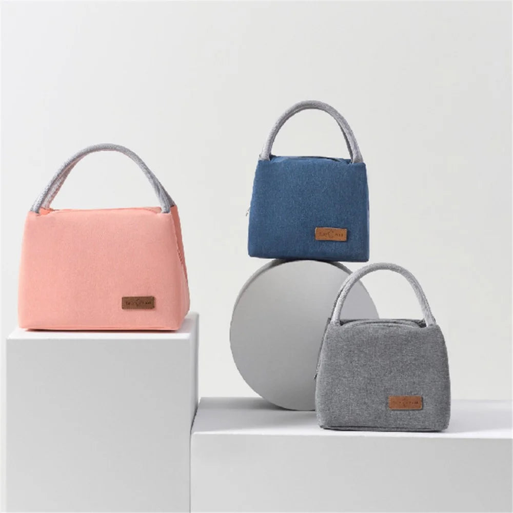 Outdoor Picnic Lunch Bag Oxford Cloth Handbag Thermal Insulated Lunch Box Tote Storage Pouch, Size: L - Grey - 5