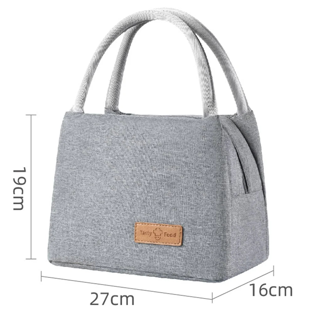 Outdoor Picnic Lunch Bag Oxford Cloth Handbag Thermal Insulated Lunch Box Tote Storage Pouch, Size: L - Grey - 6