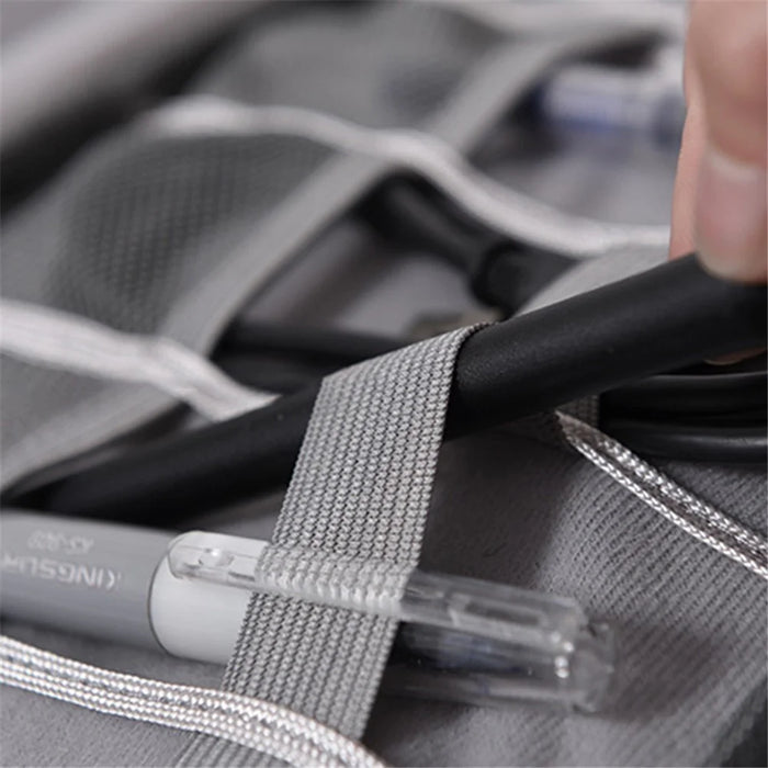 Water-Resistant Data Cable Digital Accessories Carrying Pouch 300D Cationic Fabric Handbag Power Bank Zipper Bag - Grey - 2