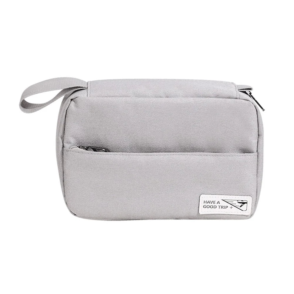 Portable Hanging Toiletry Bag Travel Bathroom Shower Polyester Storage Bag Cosmetic Organizer - Grey - 1