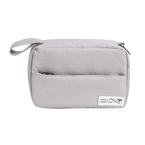 Portable Hanging Toiletry Bag Travel Bathroom Shower Polyester Storage Bag Cosmetic Organizer - Grey - 1