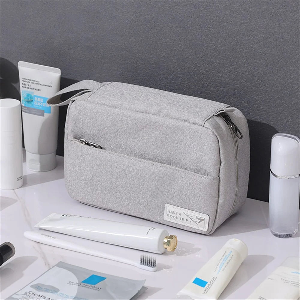 Portable Hanging Toiletry Bag Travel Bathroom Shower Polyester Storage Bag Cosmetic Organizer - Grey - 4