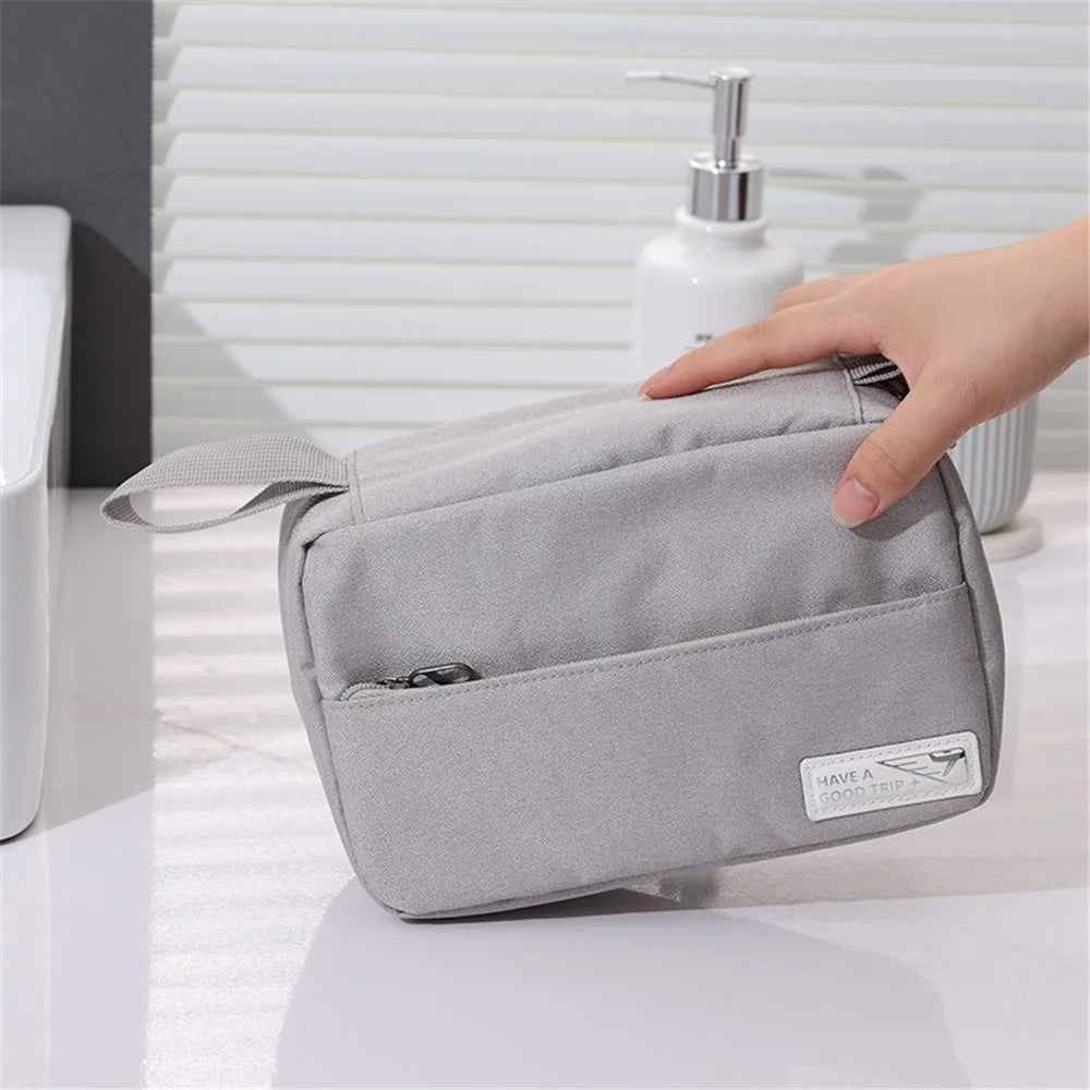 Portable Hanging Toiletry Bag Travel Bathroom Shower Polyester Storage Bag Cosmetic Organizer - Grey - 7