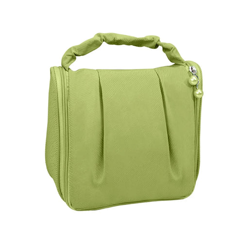 Portable Hanging Toiletry Wash Bag Polyester Waterproof Cosmetics Storage Bag Handbag - Green - 1