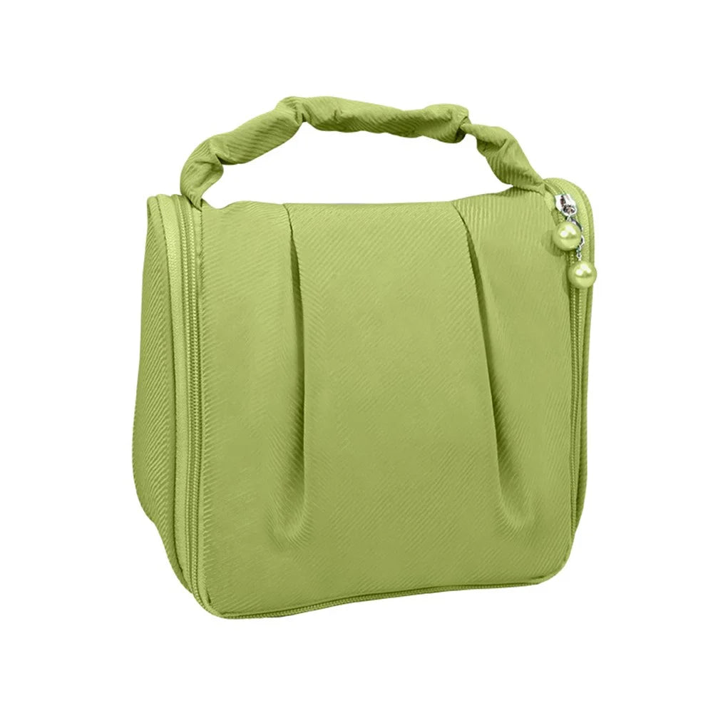 Portable Hanging Toiletry Wash Bag Polyester Waterproof Cosmetics Storage Bag Handbag - Green - 1