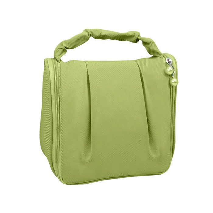 Portable Hanging Toiletry Wash Bag Polyester Waterproof Cosmetics Storage Bag Handbag - Green - 1