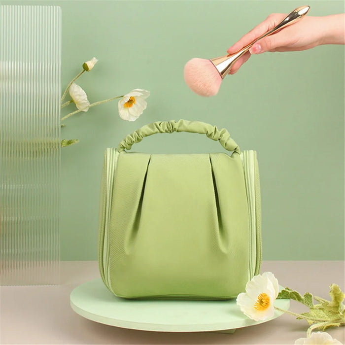 Portable Hanging Toiletry Wash Bag Polyester Waterproof Cosmetics Storage Bag Handbag - Green - 4