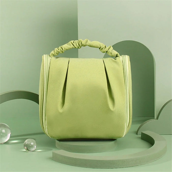 Portable Hanging Toiletry Wash Bag Polyester Waterproof Cosmetics Storage Bag Handbag - Green - 5