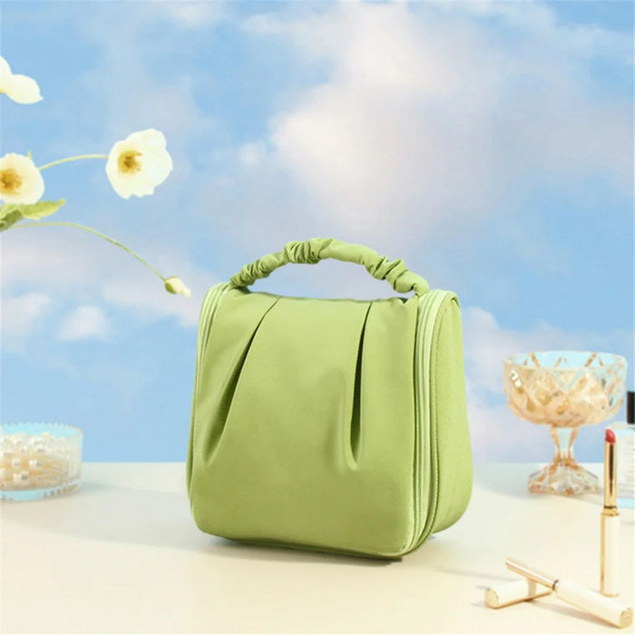 Portable Hanging Toiletry Wash Bag Polyester Waterproof Cosmetics Storage Bag Handbag - Green - 6