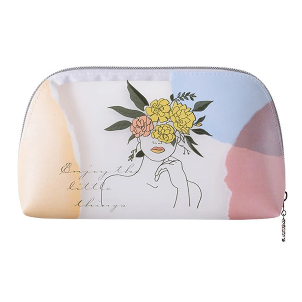 Large Toiletry Wash Bag Lovely Girl Pattern Translucent TPU Cosmetic Makeup Pouch Container, Size L - Flower Crown Girl - 1