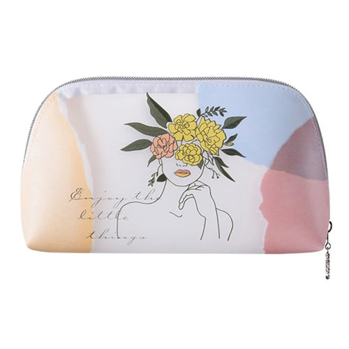Large Toiletry Wash Bag Lovely Girl Pattern Translucent TPU Cosmetic Makeup Pouch Container, Size L - Flower Crown Girl - 1