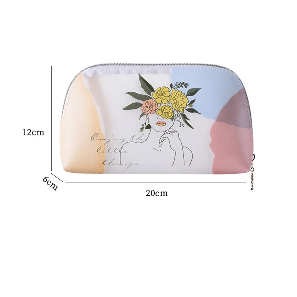 Large Toiletry Wash Bag Lovely Girl Pattern Translucent TPU Cosmetic Makeup Pouch Container, Size L - Flower Crown Girl - 2