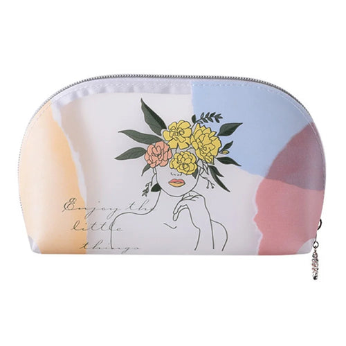 Translucent TPU Toiletry Wash Bag Lovely Girl Pattern Makeup Cosmetic Organizer Bag, Size S - Flower Crown Girl - 1