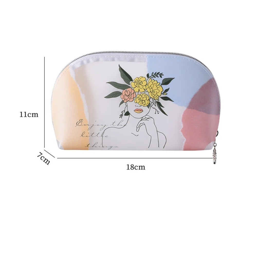Translucent TPU Toiletry Wash Bag Lovely Girl Pattern Makeup Cosmetic Organizer Bag, Size S - Flower Crown Girl - 2