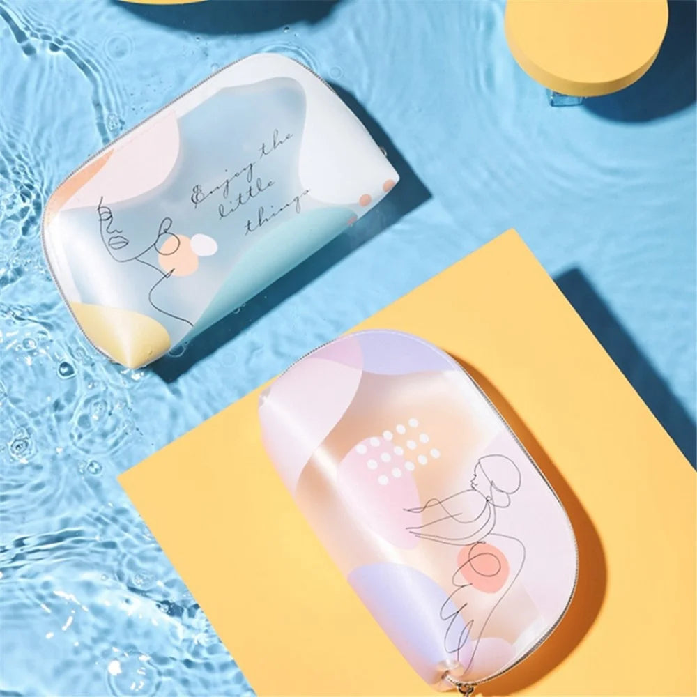 Translucent TPU Toiletry Wash Bag Lovely Girl Pattern Makeup Cosmetic Organizer Bag, Size S - Flower Crown Girl - 5