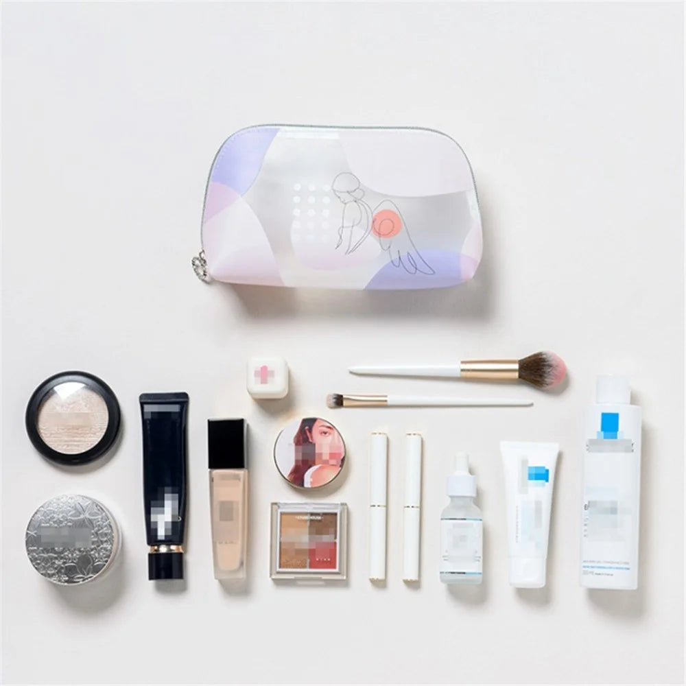 Translucent TPU Toiletry Wash Bag Lovely Girl Pattern Makeup Cosmetic Organizer Bag, Size S - Flower Crown Girl - 6