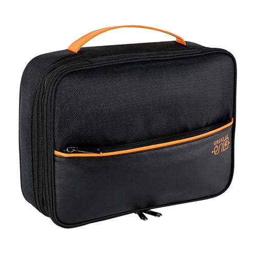 Three Layers Digital Accessories Storage Bag Polyester + PU Leather Data Cable Power Bank Handbag - Black - 1