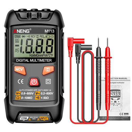ANENG M113 1999 Counts Mini Digital Multimeter AC / DC Voltage Meter Ohm NCV Resistance Volt Tester Electricity Tool - Black - 1