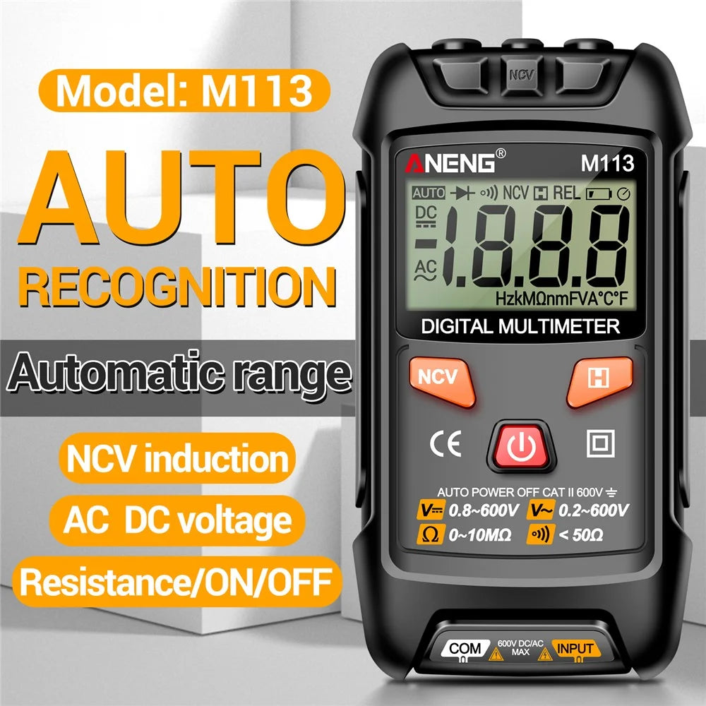 ANENG M113 1999 Counts Mini Digital Multimeter AC / DC Voltage Meter Ohm NCV Resistance Volt Tester Electricity Tool - Black - 5