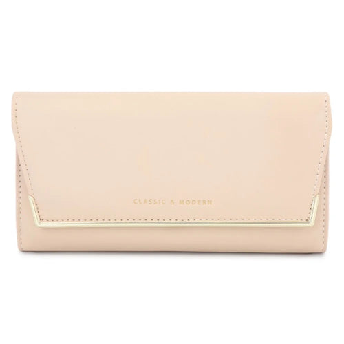 TAILIAN T3620-002 Pure Color PU Leather Long Wallet Multiple Card Slots Storage Pouch Clutch Bag Billfold for Women - Beige - 1