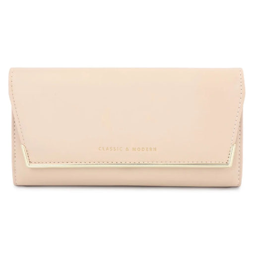 TAILIAN T3620-002 Pure Color PU Leather Long Wallet Multiple Card Slots Storage Pouch Clutch Bag Billfold for Women - Beige - 1