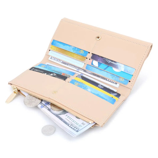 TAILIAN T3620-002 Pure Color PU Leather Long Wallet Multiple Card Slots Storage Pouch Clutch Bag Billfold for Women - Beige - 2