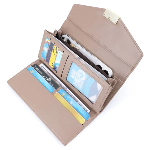 TAILIAN T5601-086 Women's PU Leather Long Wallet Tri-fold Design Multiple Card Slots Cash Storage Pouch Billfold - Khaki - 2