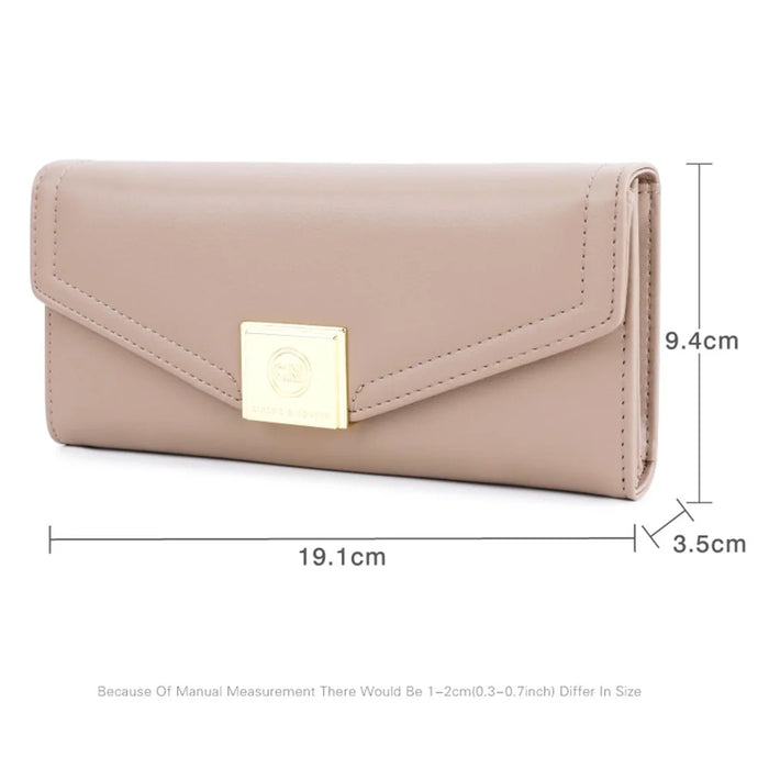 TAILIAN T5601-086 Women's PU Leather Long Wallet Tri-fold Design Multiple Card Slots Cash Storage Pouch Billfold - Khaki - 7