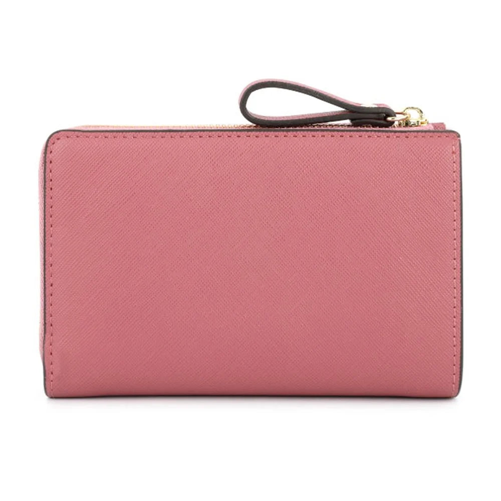 TAILIAN T2708-001 PU Leather Zipper Pocket Short Wallet Cross Texture Women Purse - Deep Pink - 4