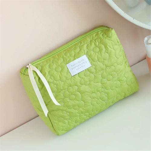 Large Makeup Pouch Soft Nylon Cosmetic Organizer Zipper Closure Toiletries Storage Bag Handbag, Size: M - Green - 1