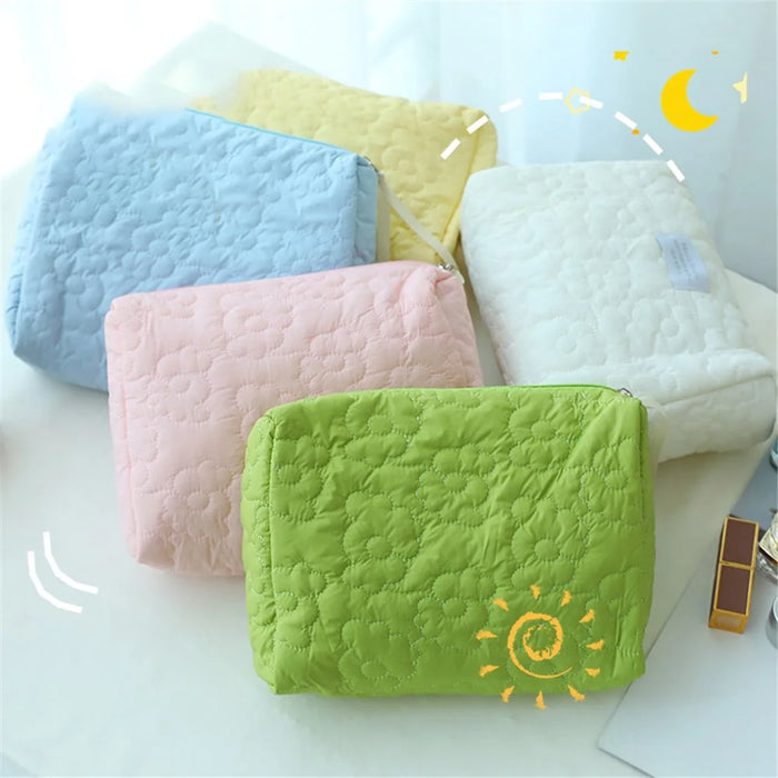 Large Makeup Pouch Soft Nylon Cosmetic Organizer Zipper Closure Toiletries Storage Bag Handbag, Size: M - Green - 2