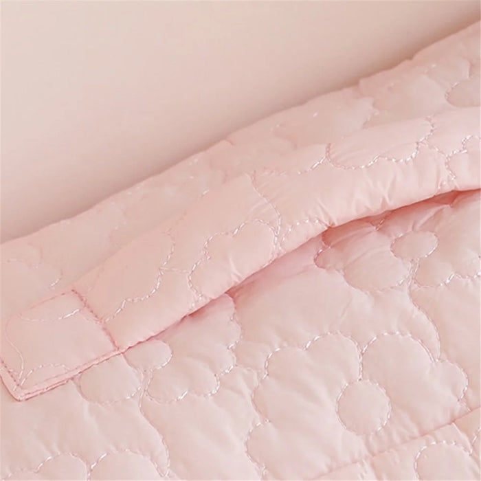 Soft Flower Design Nylon Cosmetic Organizer Zipper Design Toiletries Storage Bag Travel Home Use Makeup Pouch, Size: L - Pink - 4