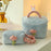 Cosmetic Storage Bag Makeup Container Organizer Corduroy Handbag, Square Shape with Handle - Pink - 5