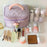Cosmetic Storage Bag Makeup Container Organizer Corduroy Handbag, Square Shape with Handle - Pink - 6