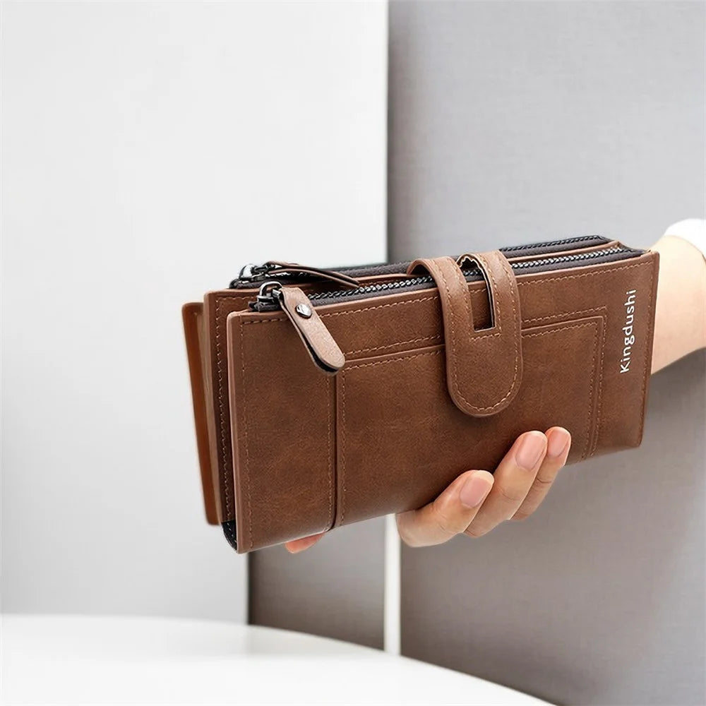 KINGDUSHI C113-2 PU Leather Long Wallet Women Clutch Cellphone Purse with Zipper Pocket - Red - 3
