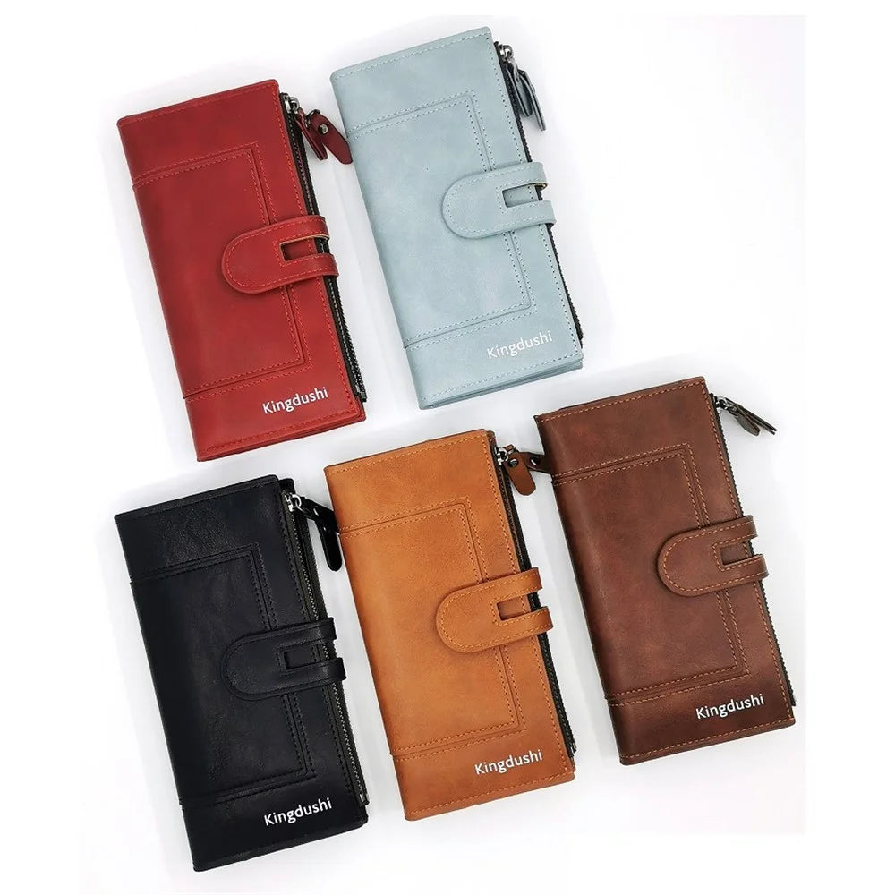 KINGDUSHI C113-2 PU Leather Long Wallet Women Clutch Cellphone Purse with Zipper Pocket - Red - 4